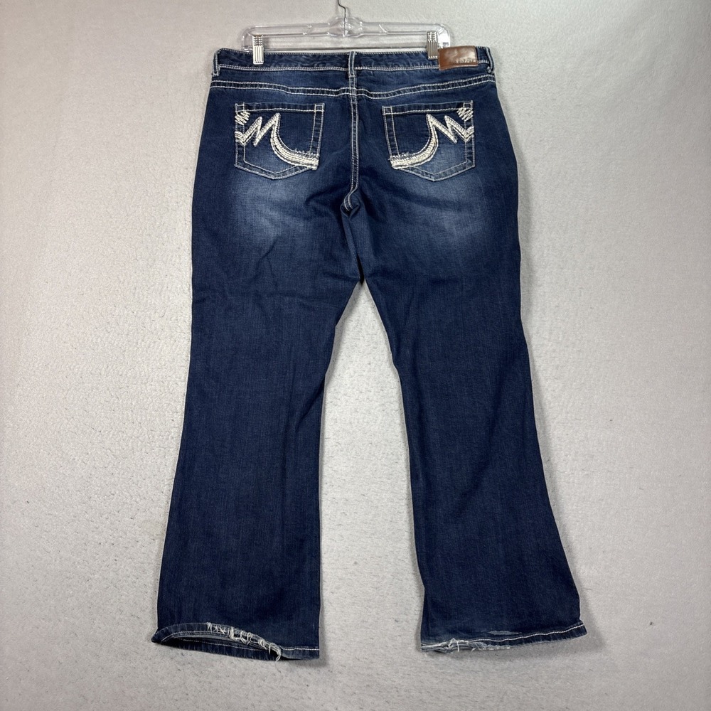 Maurices Bootcut Jeans Women Blue Denim Whiskered Faded Stretch Size 13/14 XS - Picture 4 of 13